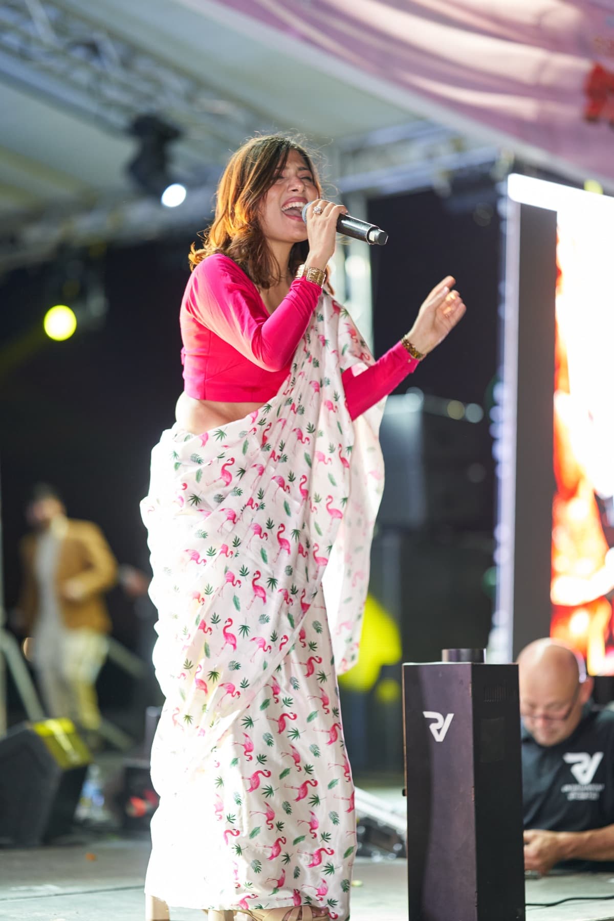 Folk vocalist on stage