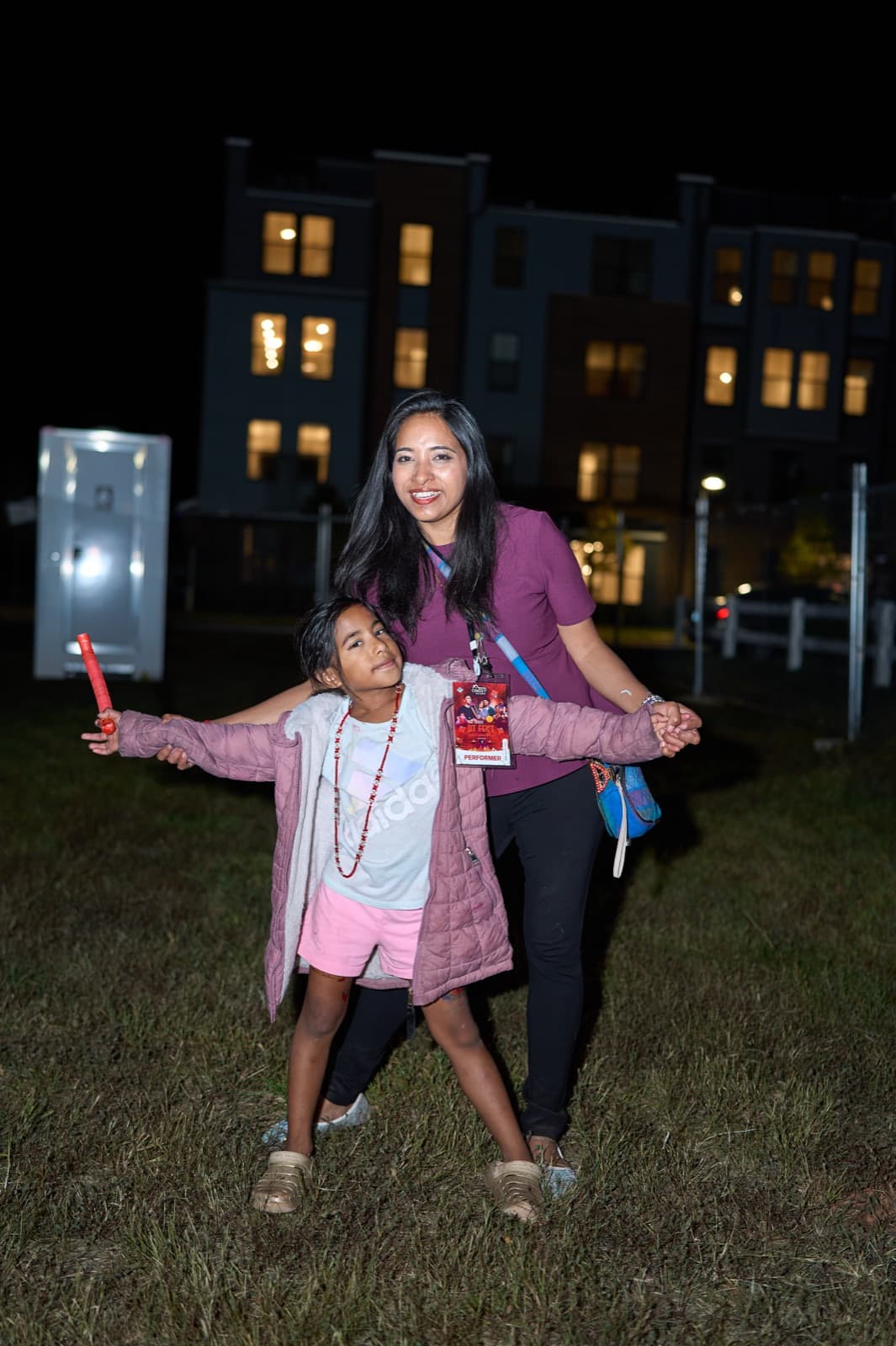 Festival performer at night